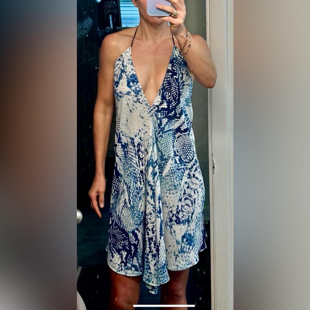 Snakeskin handkerchief tie dress